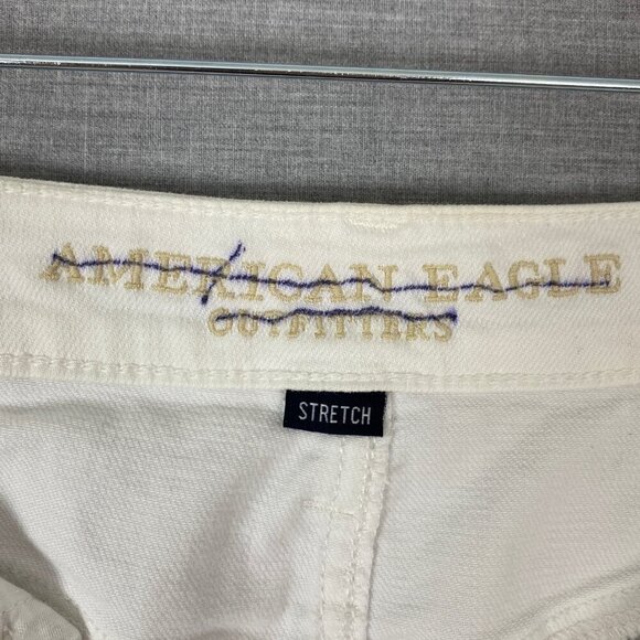 American Eagle Jean Skirt Distressed White Denim Mini Size 00 - Picture 6 of 10